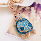 Llavero con Peluche de Tortuga Marina - Cristal Rhinestone y Metal, Diseño Marino para Bolso y Llave
