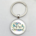Llavero Coche I Love Jesus - Diseño Religioso con Vidrio Cabujón, Llavero para Coches Premium, Regal