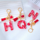 Charm para Bolsos Llavero Corazón Rojo Letras A-Z con Borlas, Colgante de Bolso Regalo para Mujer