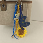 Llavero a Crochet Paso a Paso - Sonrisa Estrella Luna Sol - Colgante de Bolso Artesanal Azul y Amari