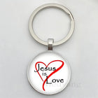 Llavero Coche I Love Jesus - Diseño Religioso con Vidrio Cabujón, Llavero para Coches Premium, Regal