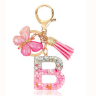 Bag Charm Personalizado: Llavero Letra Inicial Rosa con Colgante Mariposa - Accesorio Premium para B