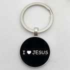 Llavero Coche I Love Jesus - Diseño Religioso con Vidrio Cabujón, Llavero para Coches Premium, Regal