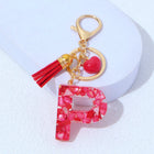 Charm para Bolsos Llavero Corazón Rojo Letras A-Z con Borlas, Colgante de Bolso Regalo para Mujer