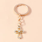 Llavero a Crochet Paso a Paso: Cruz Elegante con Cristal – Colgante Religioso Premium para Coche, Bo