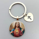 Llavero para Bolso Sagrado Corazón de Jesús y Virgen María - Joyería Religiosa Premium