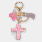 Bag Charm Cruz Mariposa Cristiano Llavero Resina Premium para Bolso Mochila