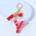 Charm para Bolsos Llavero Corazón Rojo Letras A-Z con Borlas, Colgante de Bolso Regalo para Mujer