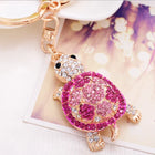 Llavero con Peluche de Tortuga Marina - Cristal Rhinestone y Metal, Diseño Marino para Bolso y Llave