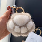 Llaveros Originales para Coche - Pompón de Piel de Vison, Diseño de Pata de Gato, Regalo Elegante pa