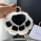 Llaveros Originales para Coche - Pompón de Piel de Vison, Diseño de Pata de Gato, Regalo Elegante pa