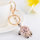 Llavero con Peluche de Tortuga Marina - Cristal Rhinestone y Metal, Diseño Marino para Bolso y Llave