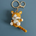 Llavero con peluche de gatito tejido a mano - Muñeco sonriente de crochet, llavero de punto, serie d