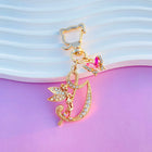 Llavero para Bolso Boutique Angel Iniciales A-Z Mariposa Cristal Metal Charm Colgante Regalo Madre M