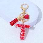Charm para Bolsos Llavero Corazón Rojo Letras A-Z con Borlas, Colgante de Bolso Regalo para Mujer