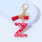 Charm para Bolsos Llavero Corazón Rojo Letras A-Z con Borlas, Colgante de Bolso Regalo para Mujer