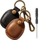 Llavero con AirTag de Cuero Genuino - Funda Protectora para Mascotas, Equipaje y Bolsos