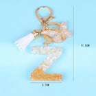 Llaveros Originales para Coche - Elegancia Blanca con Iniciales y Borla de Mariposa