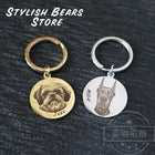 Llavero con Foto Personalizado de Mascota - Colgante Redondo de Acero Inoxidable, Regalo Emocional p