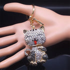 Llaveros Bonitos para Mujer - Llavero Gato Cartoon con Rhinestones Dorados, Regalo Elegante y Origin