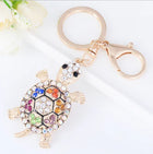 Llavero con Peluche de Tortuga Marina - Cristal Rhinestone y Metal, Diseño Marino para Bolso y Llave