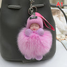 Llavero con Peluche Pompom Bebé Durmiendo - Suave y Esponjoso Llavero de Peluche para Mujer, Decorac