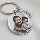 Llavero con Foto Personalizado - Llavero de Acero Inoxidable Grabado, Retrato Redondo, Regalo Único