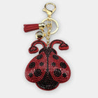 Bag Charm Llavero Mariquita Roja con Cristales y Borla - Charm para Bolsos Elegante y Brillante