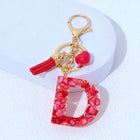 Charm para Bolsos Llavero Corazón Rojo Letras A-Z con Borlas, Colgante de Bolso Regalo para Mujer