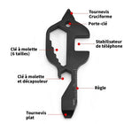 Llavero Multifunción <br> Multi Tools Negro (Acero)