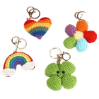 Bag Charm Premium: Llavero Trébol de 4 Hojas y Corazón Tejido - Accesorio Creativo para Bolsos