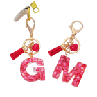 Charm para Bolsos Llavero Corazón Rojo Letras A-Z con Borlas, Colgante de Bolso Regalo para Mujer