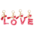 Charm para Bolsos Llavero Corazón Rojo Letras A-Z con Borlas, Colgante de Bolso Regalo para Mujer