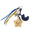 Llavero a Crochet Paso a Paso - Sonrisa Estrella Luna Sol - Colgante de Bolso Artesanal Azul y Amari