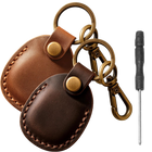 Llavero con AirTag de Cuero Genuino - Funda Protectora para Mascotas, Equipaje y Bolsos