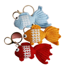 Llavero con foto personalizado - Pez de Oro Tejido a Mano, Llavero Creativo de Ganchillo, Accesorio