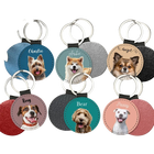 Llavero con Foto Personalizado para Mascotas - Perro Gato Retrato Nombre Cuero Recuerdo Premium
