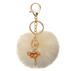Llavero con Peluche de Conejito Bailarín - Pompón de Piel Sintética Suave, Regalo Elegante para Muje