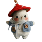 Llavero con Peluche de Conejo Champiñón a Crochet - Labubu Llavero Precio, Llaveros con Peluches Art