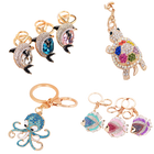 Llavero con Peluche de Tortuga Marina - Cristal Rhinestone y Metal, Diseño Marino para Bolso y Llave