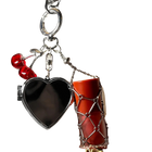 Llavero de Acero Inoxidable con Espejo y Bolsillo - Diseño de Labial y Colgante Plateado, Regalo Ele