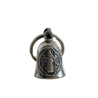 Llavero Moto Vintage San Benito - Cruz Religiosa con Campana Motorcycle Guardian - Amuleto Biker Pun