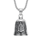 Llavero Moto Vintage San Benito - Cruz Religiosa con Campana Motorcycle Guardian - Amuleto Biker Pun