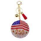 Llavero para Bolso con Pedrería - Bandera Americana 250 Aniversario, Charm de Cuero Premium