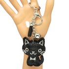 Llavero para Bolso Gato Negro con Moño y Tassel de Pedrería - Charm Elegante para Mujer y Hombre