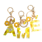 Llavero para moteros con inicial personalizada - Girasol amarillo fashion premium