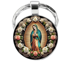 Llavero Retro Exquisito con Flores y Patrones Elegantes - Keychain de Vidrio y Aleación Premium