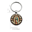 Llavero Retro Exquisito con Flores y Patrones Elegantes - Keychain de Vidrio y Aleación Premium