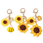 Llaveros Crochet Hechos a Mano - Girasol Tejido para Mujer, Llavero Crochet Original para Bolso y De
