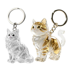 Llavero Cartera Transparente con Gato - Bolsa Portaobjetos para Llaveros, Recuerdo de Mascota, Regal